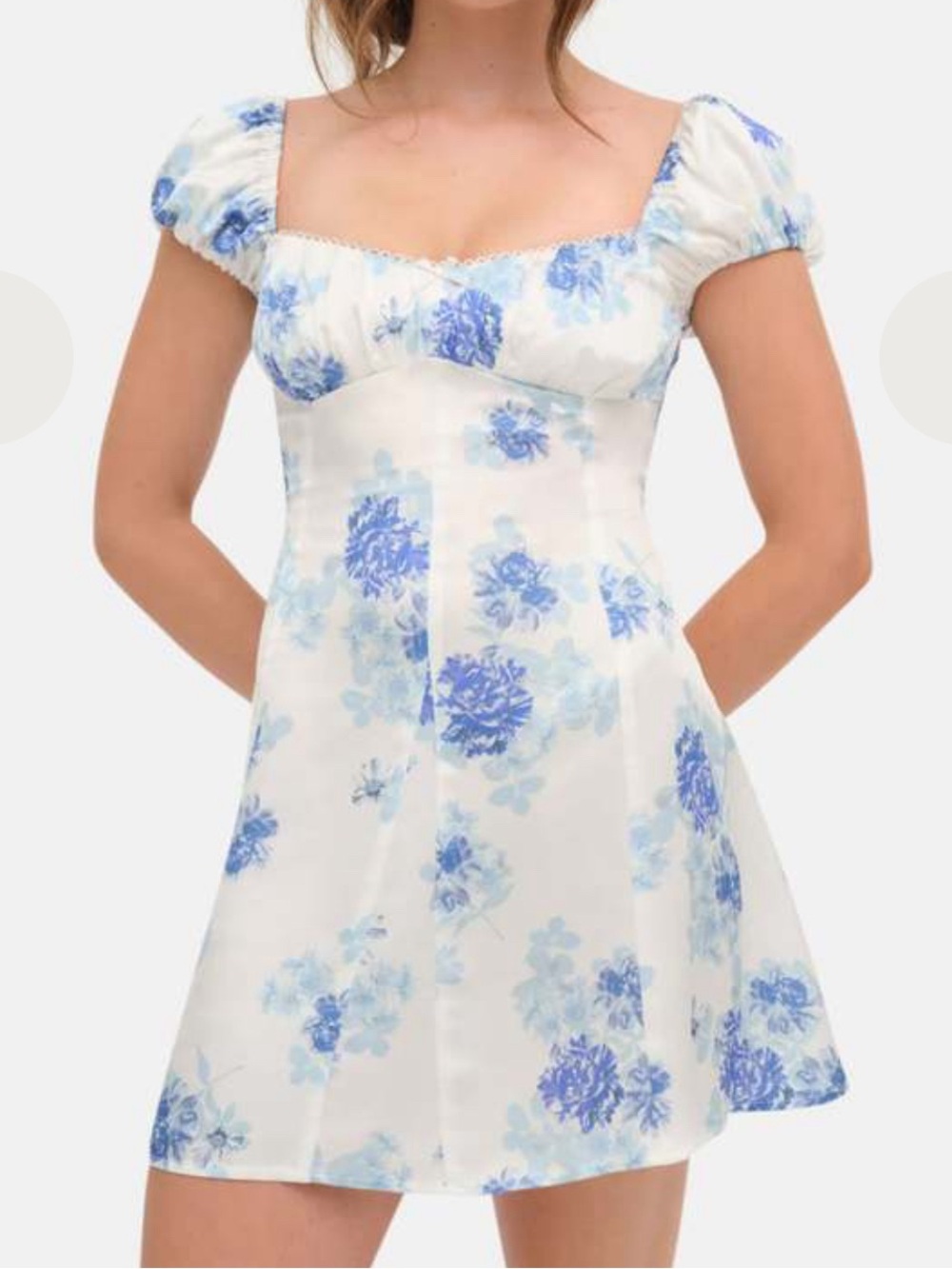 For Love & Lemons Antonia Blue Floral Mini Dress